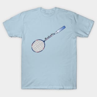 Badminton Racket Lover National Badminton Player (Blue and Pink Gradient) T-Shirt